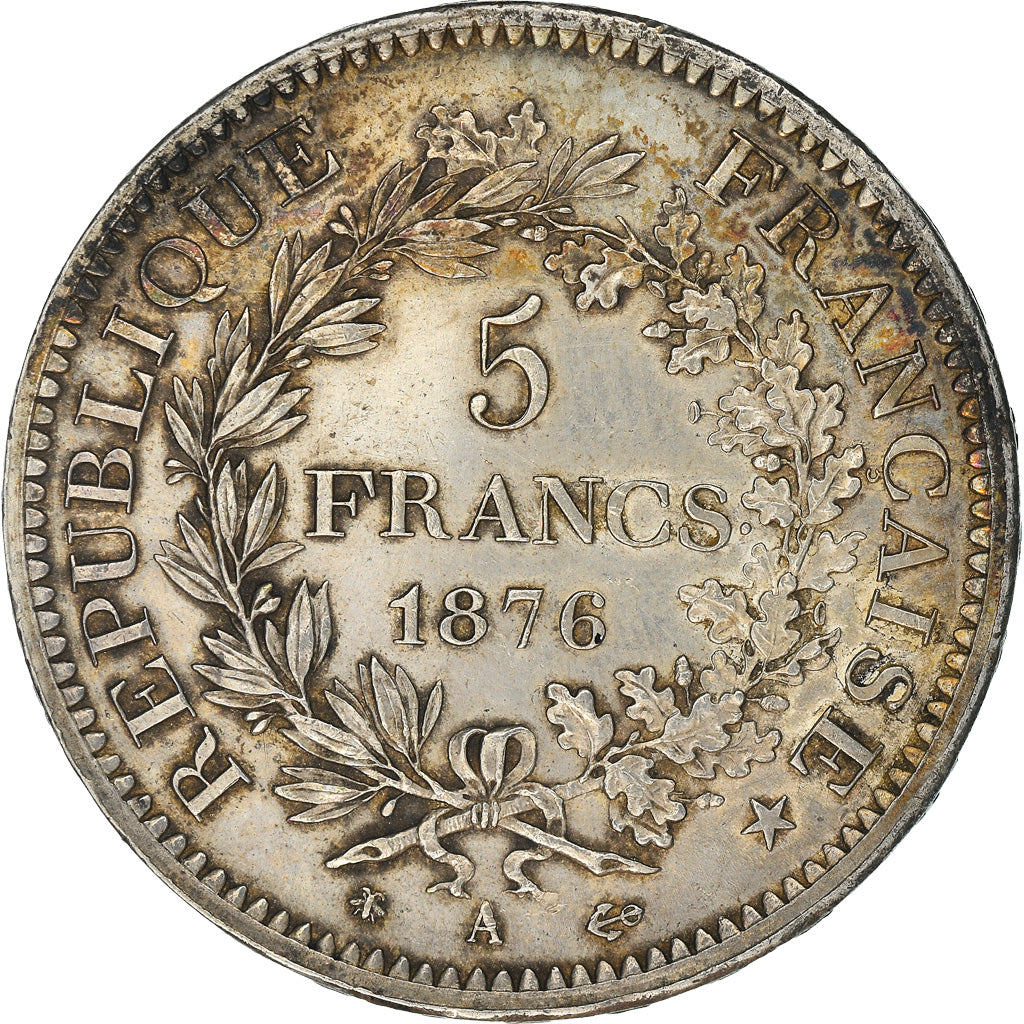 Moneta, Francia, Hercule, 5 Francs, 1876, Paris, BB+, Argento, KM:820.1