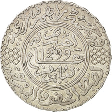 Moneda, Marruecos, Moulay al-Hasan I, 5 Dirhams, 1881, Paris, MBC, Plata, KM:7