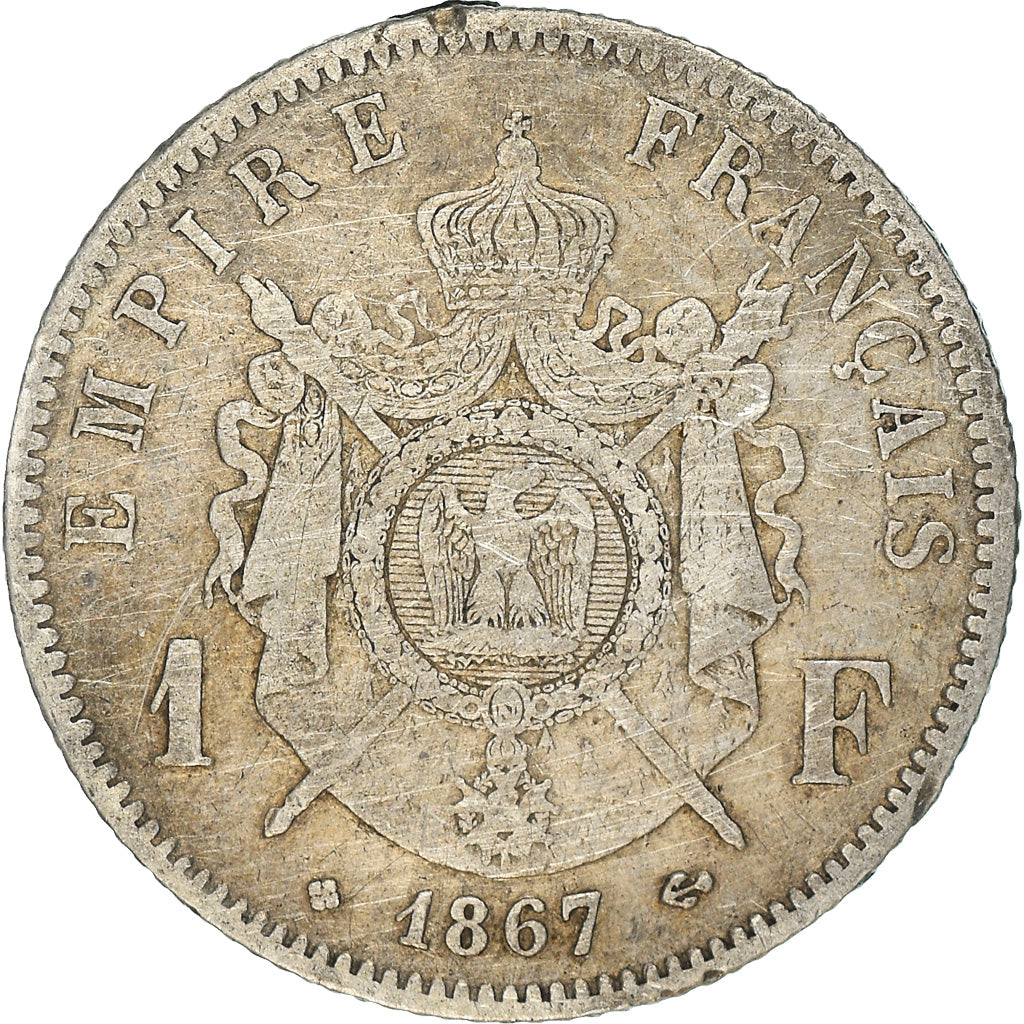 Münze, Frankreich, Napoleon III, Napoléon III, Franc, 1867, Strasbourg, S+