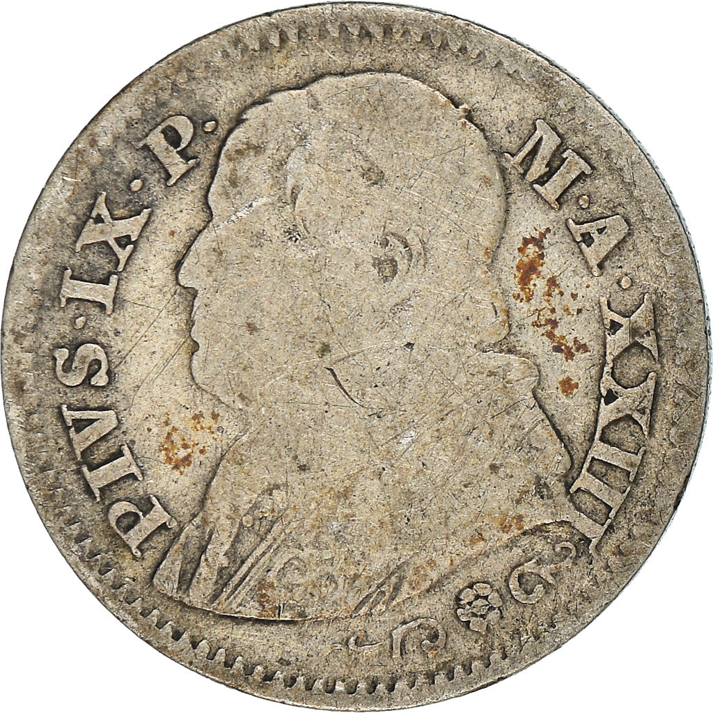 Munten, Italiaanse staten, PAPAL STATES, Pius IX, 10 Soldi, 50 Centesimi, 1868