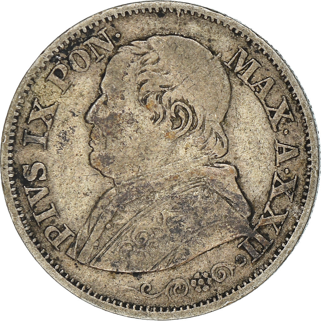 Moneda, Estados italianos, PAPAL STATES, Pius IX, 10 Soldi, 50 Centesimi, 1868