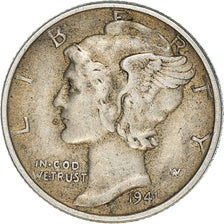Moneta, USA, Mercury Dime, Dime, 1941, U.S. Mint, Philadelphia, AU(50-53)