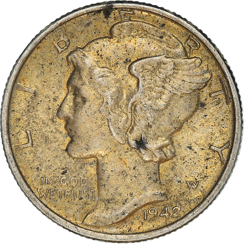 Münze, Vereinigte Staaten, Mercury Dime, Dime, 1942, U.S. Mint, Philadelphia