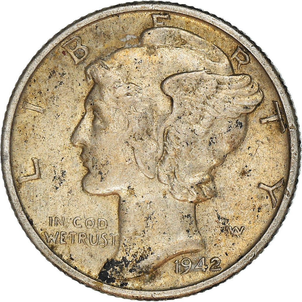 Moneta, Stati Uniti, Mercury Dime, Dime, 1942, U.S. Mint, Philadelphia, BB+
