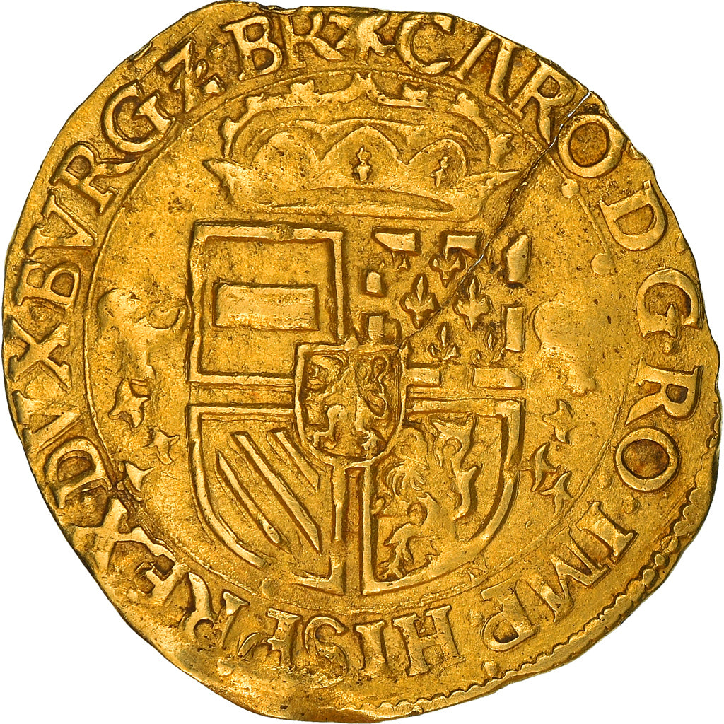Moneta, Paesi Bassi Spagnoli, BRABANT, Charles Quint, couronne d'or au soleil