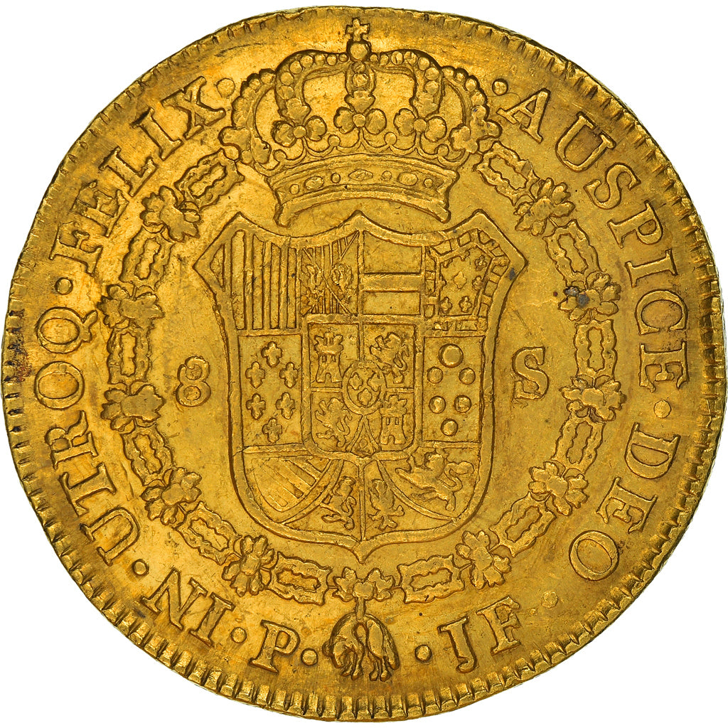 Moneda, Colombia, Charles IV, 8 Escudos, 1798, Popayan, MBC+, Oro, KM:62.2
