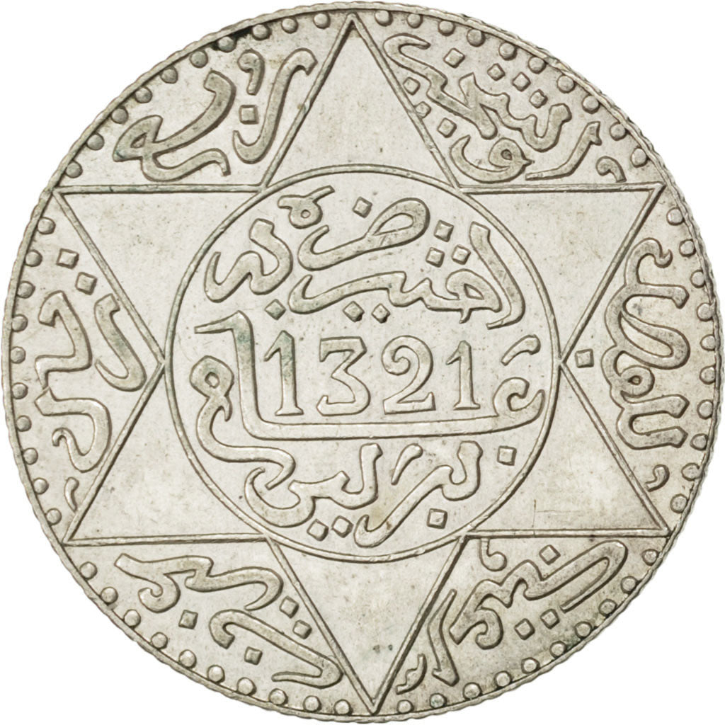 Marocco, 'Abd al-Aziz, 1/4 Rial, 2-1/2 Dirhams, 1903, Berlin, BB+, Argento, K...