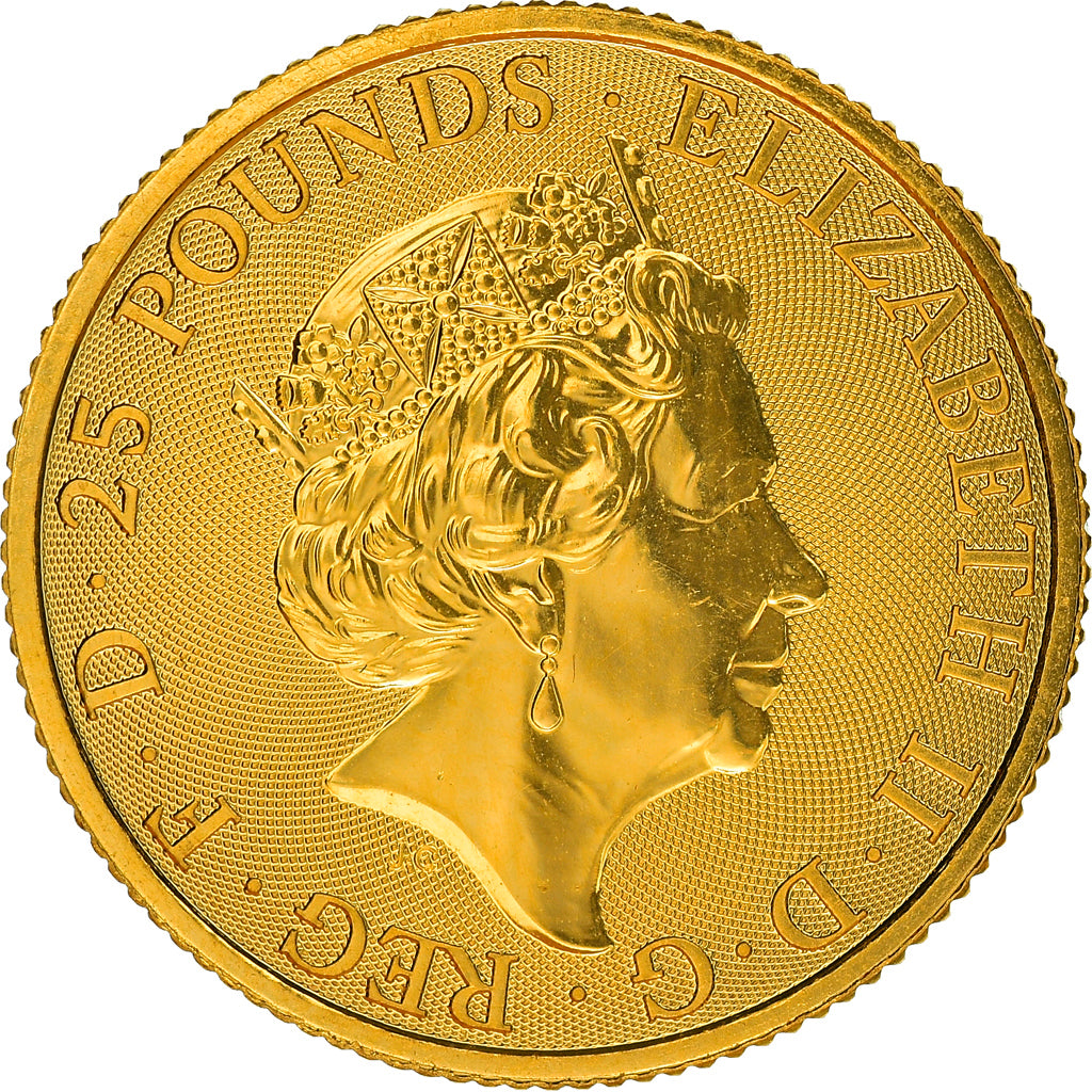 Monnaie, Grande-Bretagne, Elizabeth II, 25 Pounds - 1/4 Once, 2018, FDC, Or