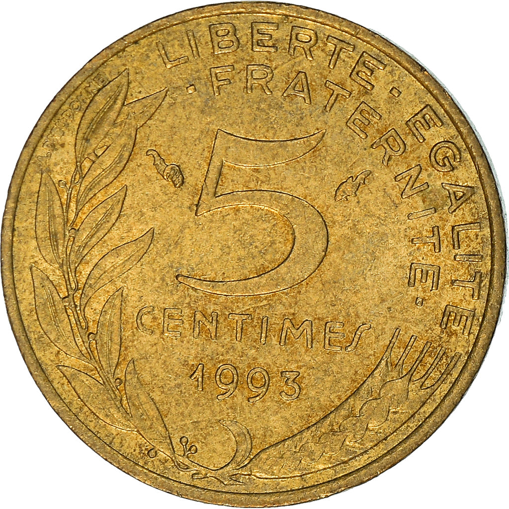 Monnaie, France, Marianne, 5 Centimes, 1993, Paris, Col à 4 plis, TTB+