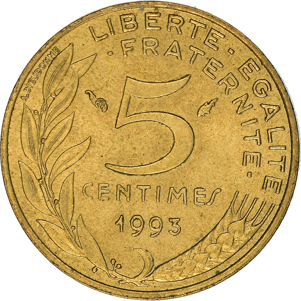 Münze, Frankreich, Marianne, 5 Centimes, 1993, Paris, Col à 4 plis, VZ