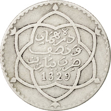 MOROCCO, 1/4 Rial, 2-1/2 Dirhams, 1911, bi-Bariz, KM #23, VF(30-35), Silver,...