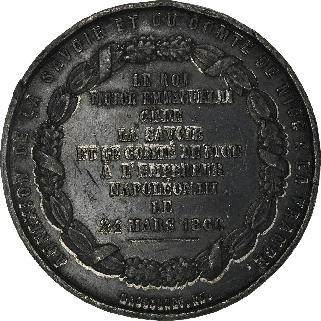 França, Medal, Napoléon III, Annexion de la Savoie et Nice, 1860, Caqué