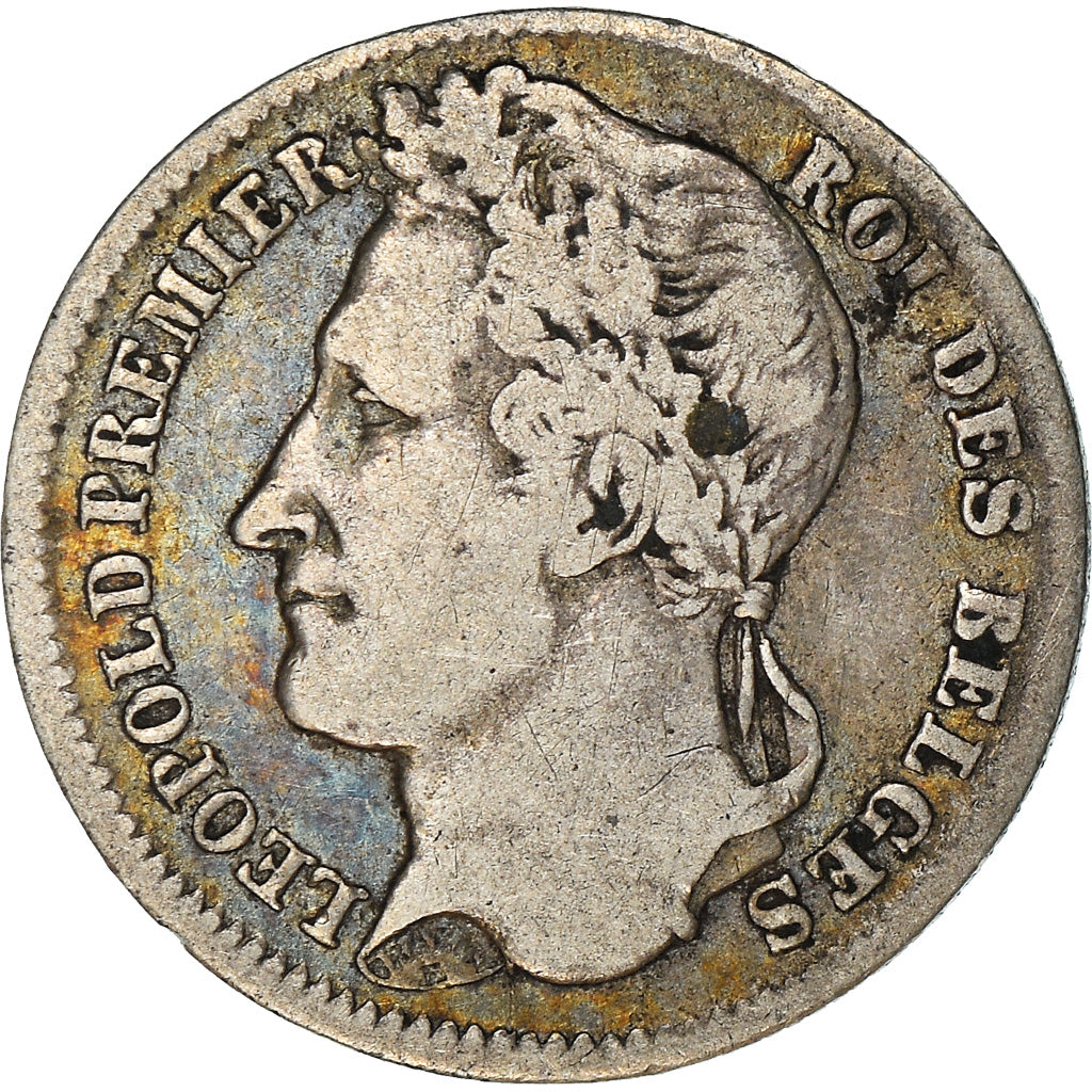 Moneta, Belgio, Leopold I, 1/4 Franc, 1834, MB+, Argento, KM:8