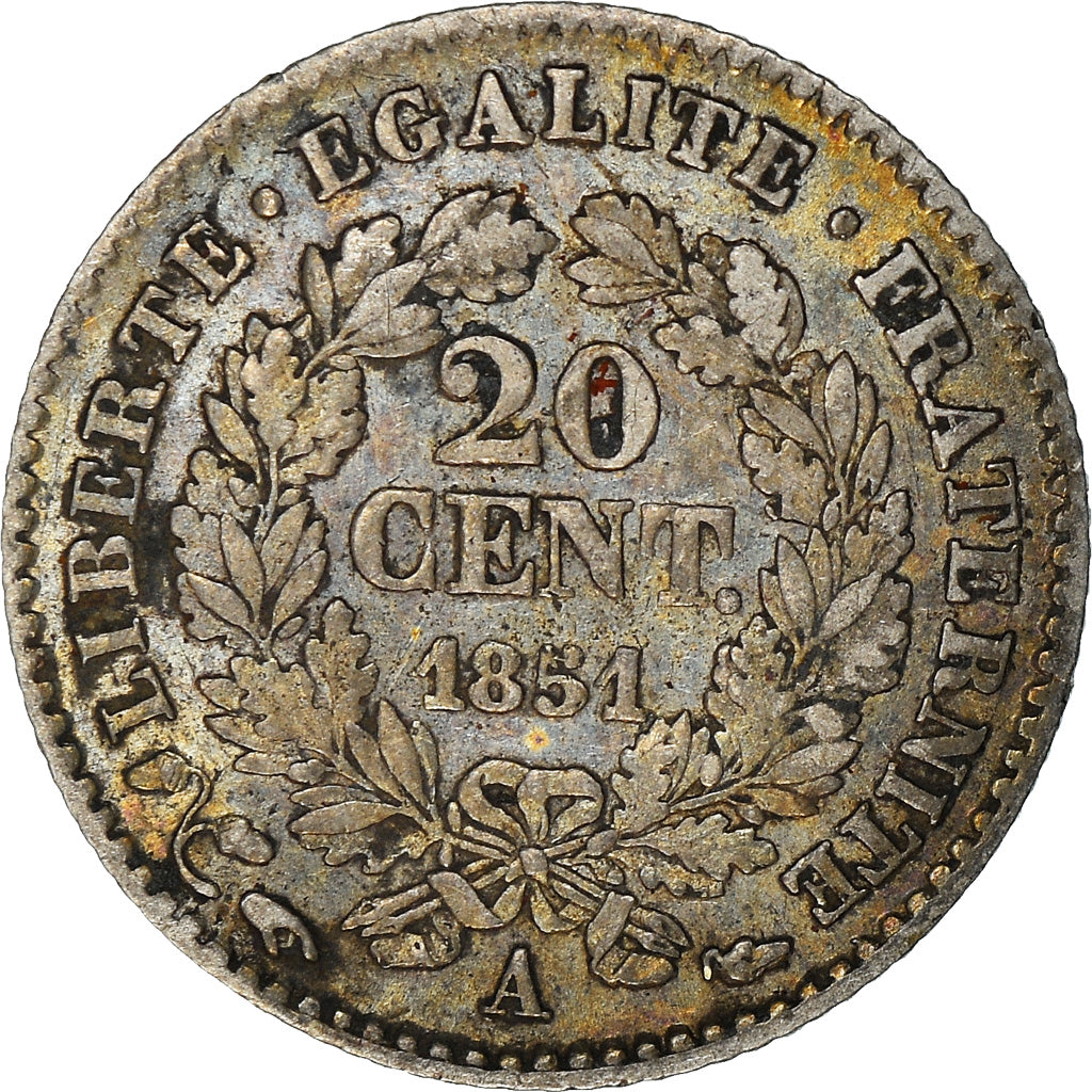 Moeda, França, Cérès, 20 Centimes, 1851, Paris, EF(40-45), Prata, KM:758.1