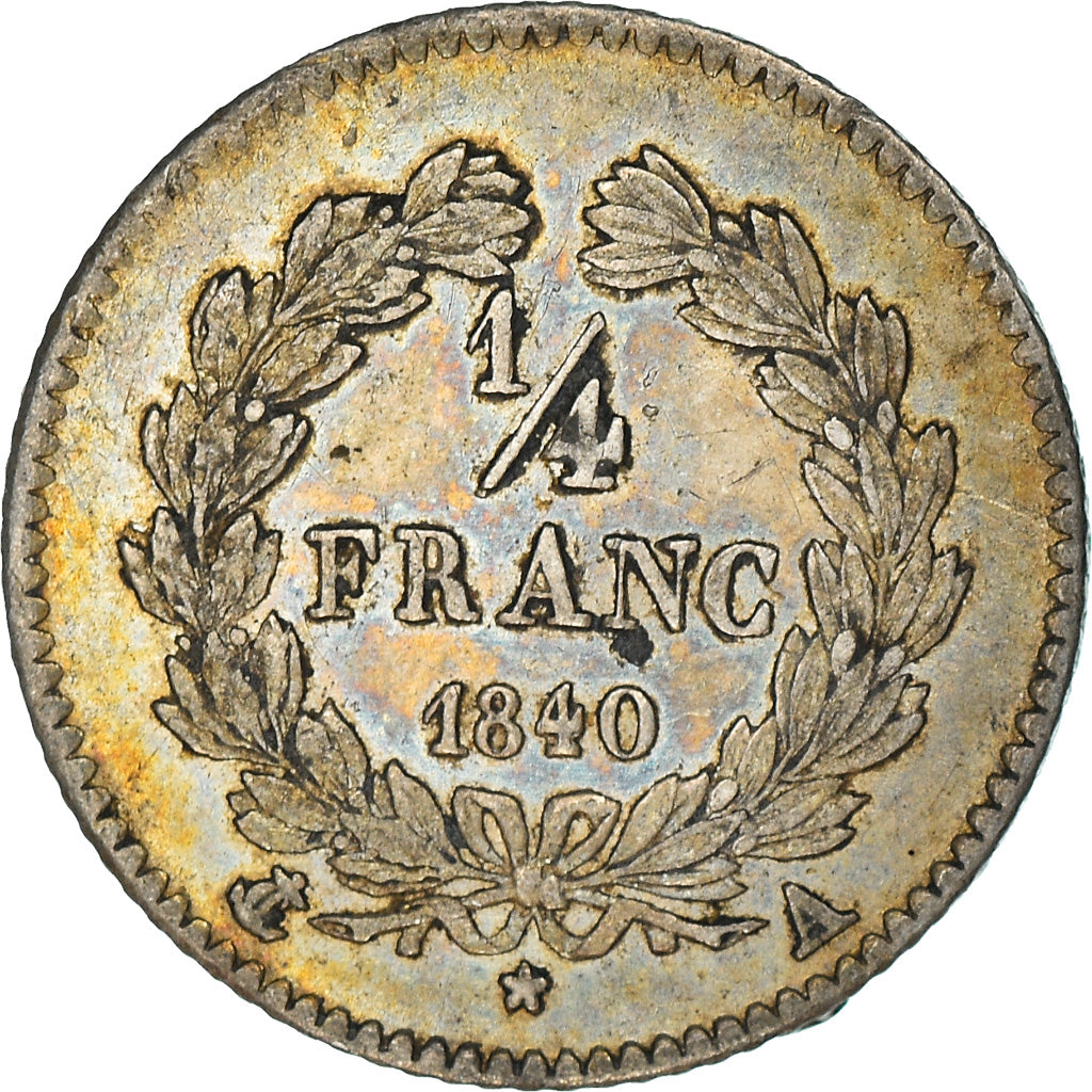 Moneta, Francja, Louis-Philippe, 1/4 Franc, 1840, Paris, AU(50-53), Srebro