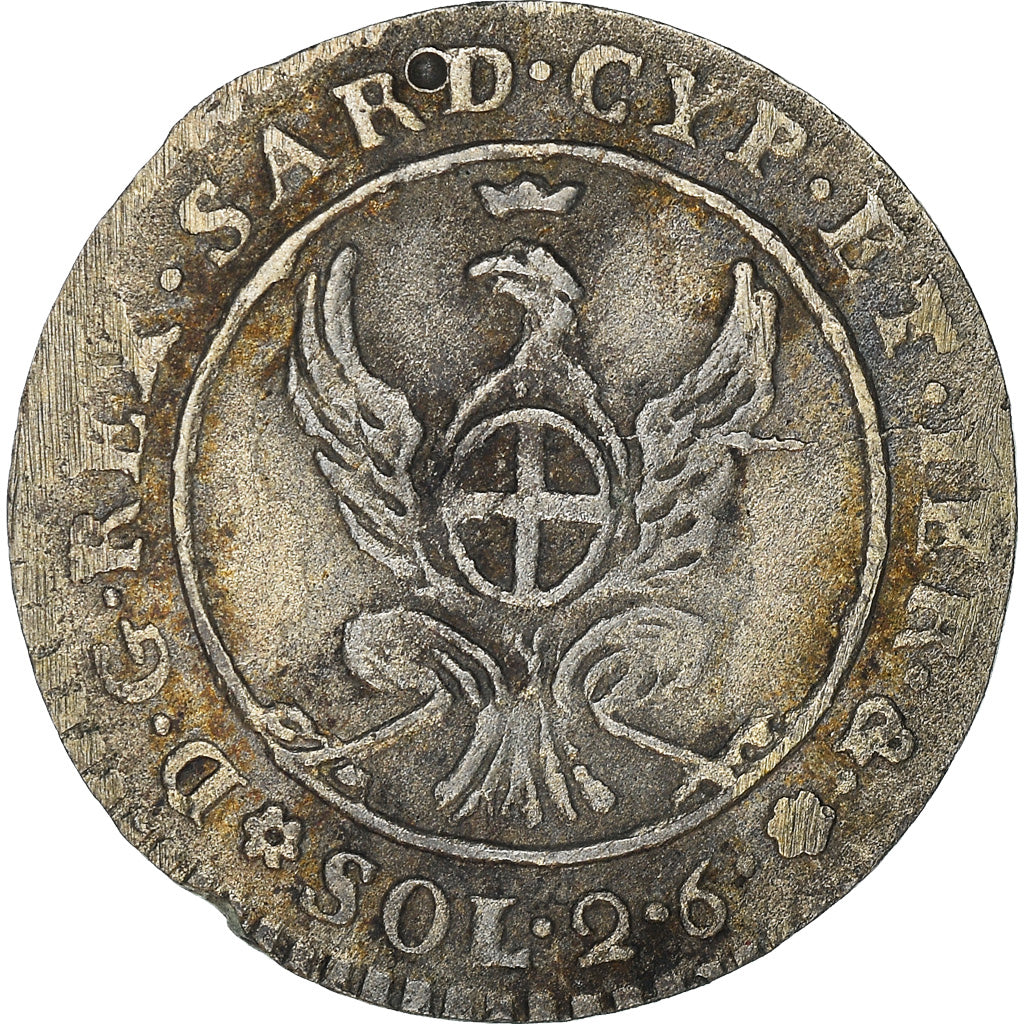 Munten, Italiaanse staten, SARDINIA, Carlo Emanuele IV, 2.6 Soldi, 1798, Torino