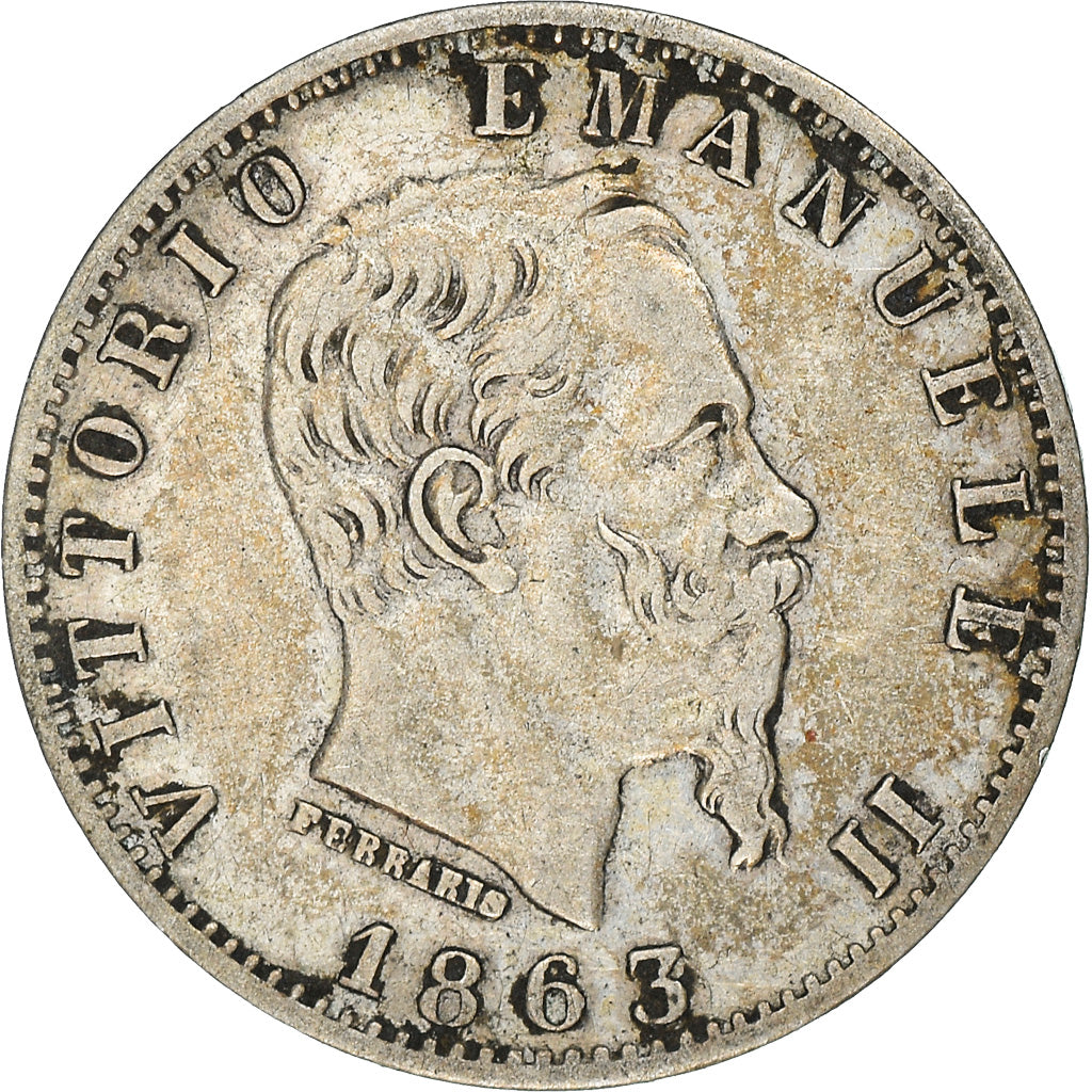 Coin, Italy, Vittorio Emanuele II, 20 Centesimi, 1863, Milan, EF(40-45), Silver