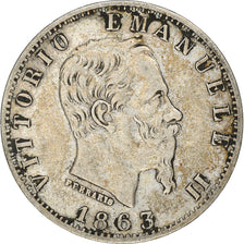 Coin, Italy, Vittorio Emanuele II, 20 Centesimi, 1863, Milan, EF(40-45), Silver
