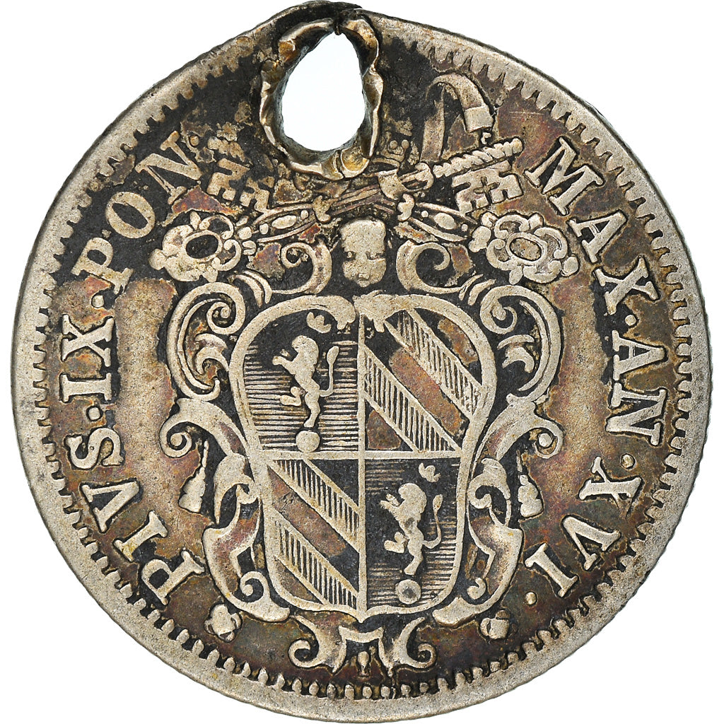 Monnaie, États italiens, PAPAL STATES, Pius IX, 10 Baiocchi, 1862, Roma, B+