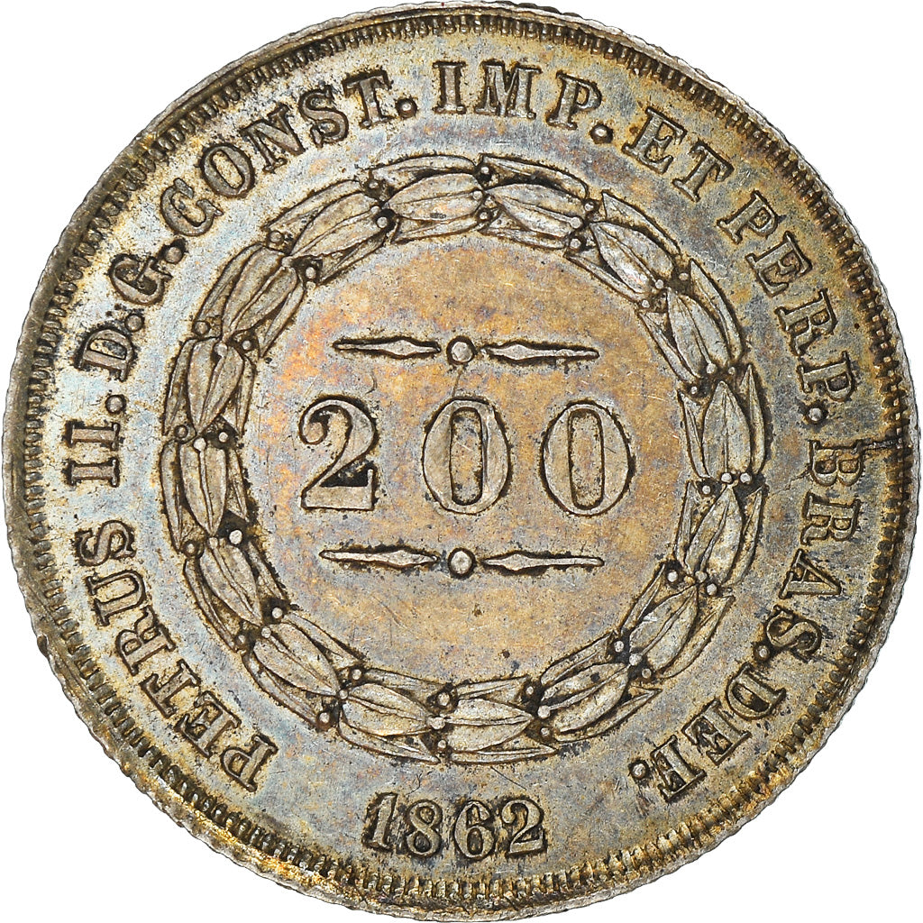 Münze, Brasilien, Pedro II, 200 Reis, 1862, VZ, Silber, KM:469