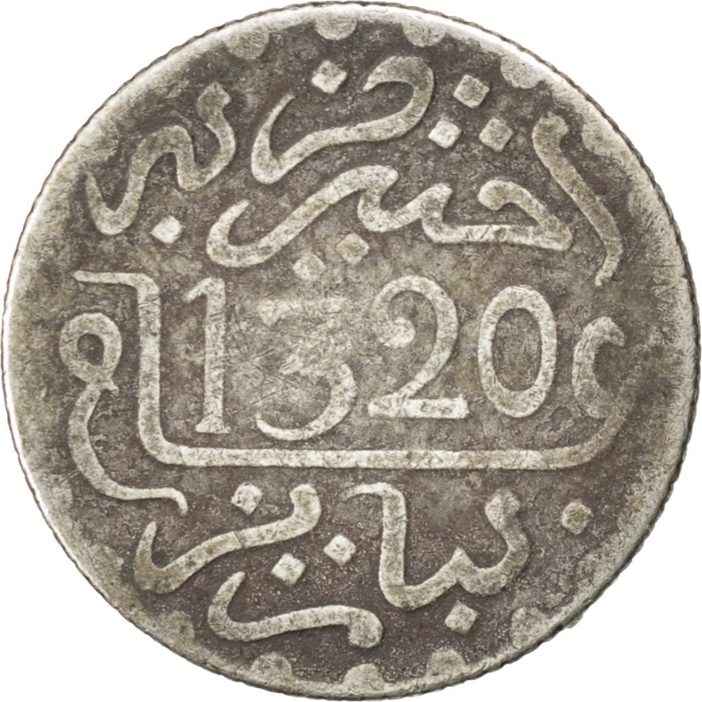 Marocco, 'Abd al-Aziz, 1/20 Rial, 1/2 Dirham, 1902, Paris, B+, Argento, KM:18...