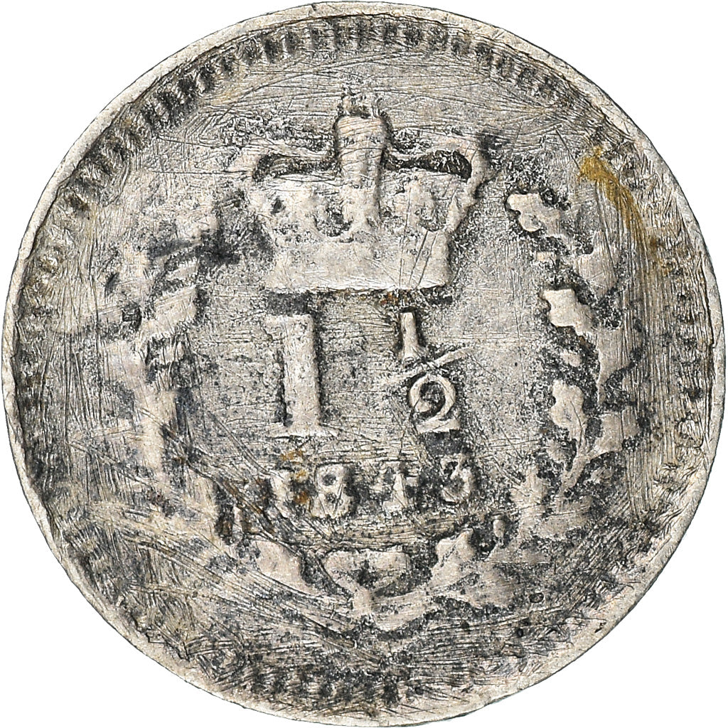 Münze, Großbritannien, Victoria, 1-1/2 Pence, 1843, SGE+, Silber, KM:728