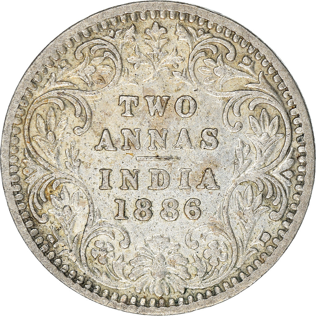 Coin, INDIA-BRITISH, Victoria, 2 Annas, 1886, VF(30-35), Silver, KM:488