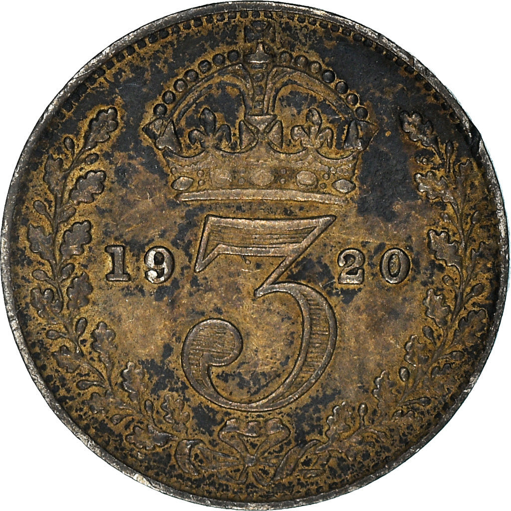 Coin, Great Britain, George V, 3 Pence, 1920, VF(30-35), Silver, KM:813a