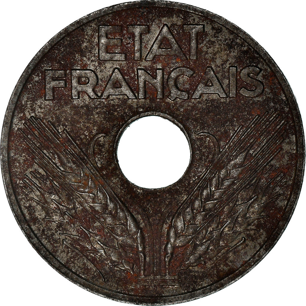Moeda, França, État français, 20 Centimes, 1944, Paris, EF(40-45), Ferro