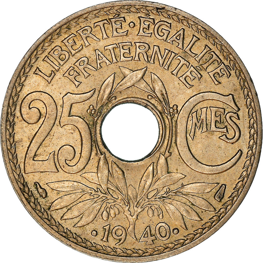 Münze, Frankreich, Lindauer, 25 Centimes, 1940, SS+, Nickel-Bronze, KM:867b