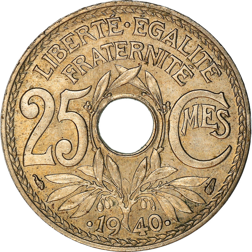 Munten, Frankrijk, Lindauer, 25 Centimes, 1940, ZF+, Nickel-Bronze, KM:867b