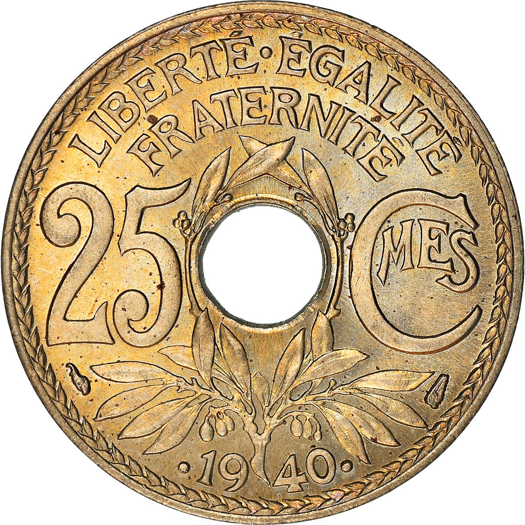 Coin, France, Lindauer, 25 Centimes, 1940, MS(63), Nickel-Bronze, KM:867b