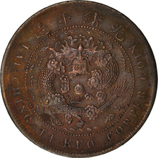 Moneta, Cina, EMPIRE, Kuang-hs, 10 Cash, 1906, Ching, MB+, Rame, KM:10.4