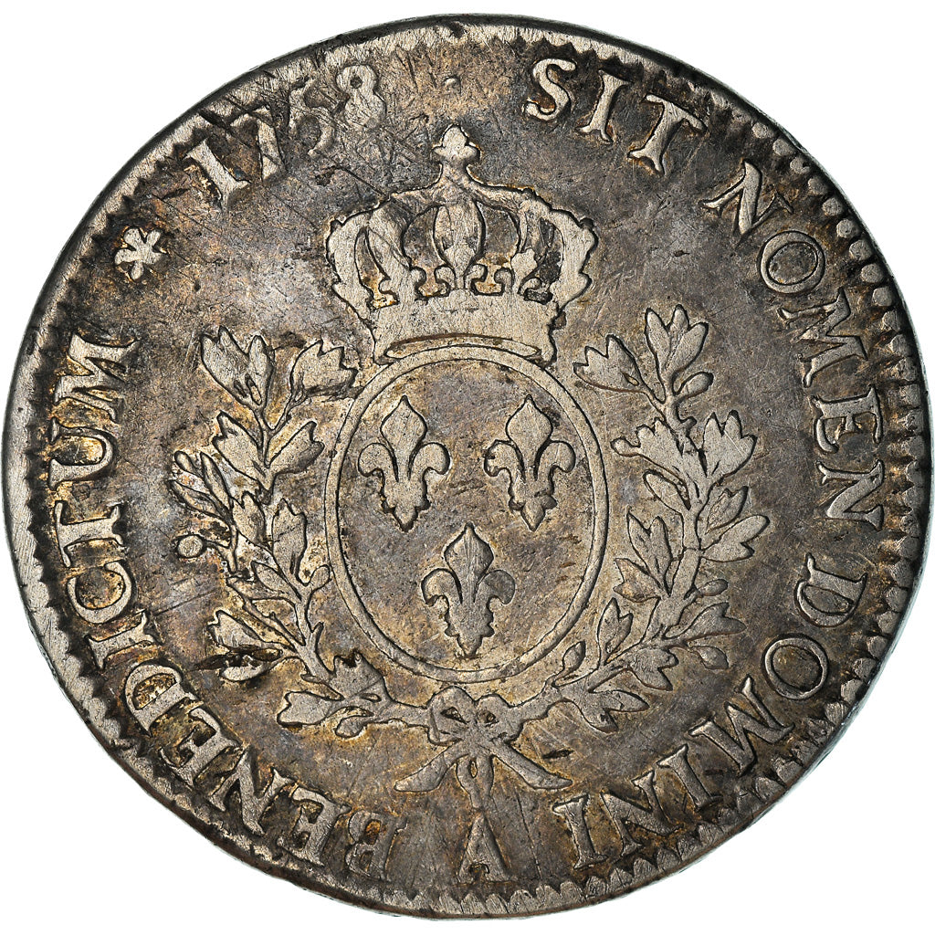Moeda, França, Louis XV, Écu au bandeau, Ecu, 1758, Paris, VF(20-25), Prata