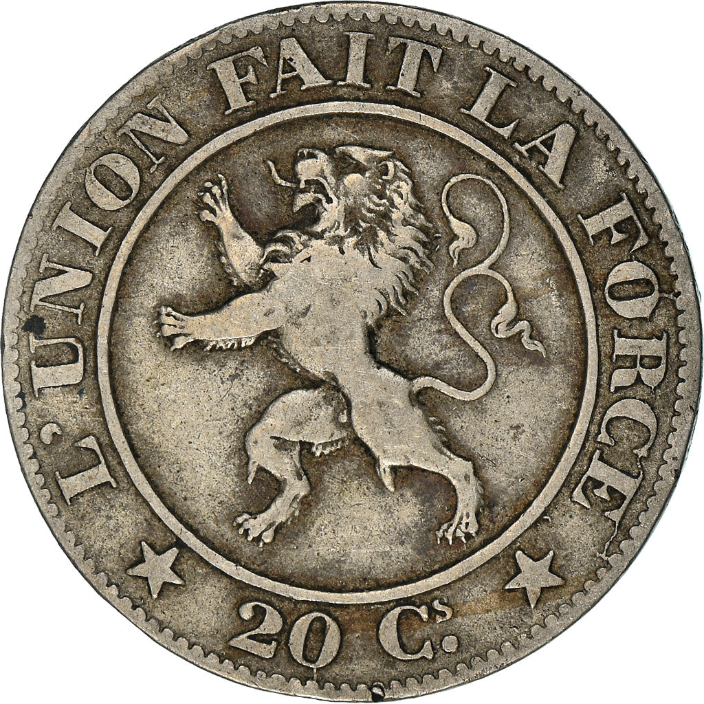 Moneta, Belgia, Leopold I, 20 Centimes, 1861, VF(20-25), Miedź-Nikiel, KM:20