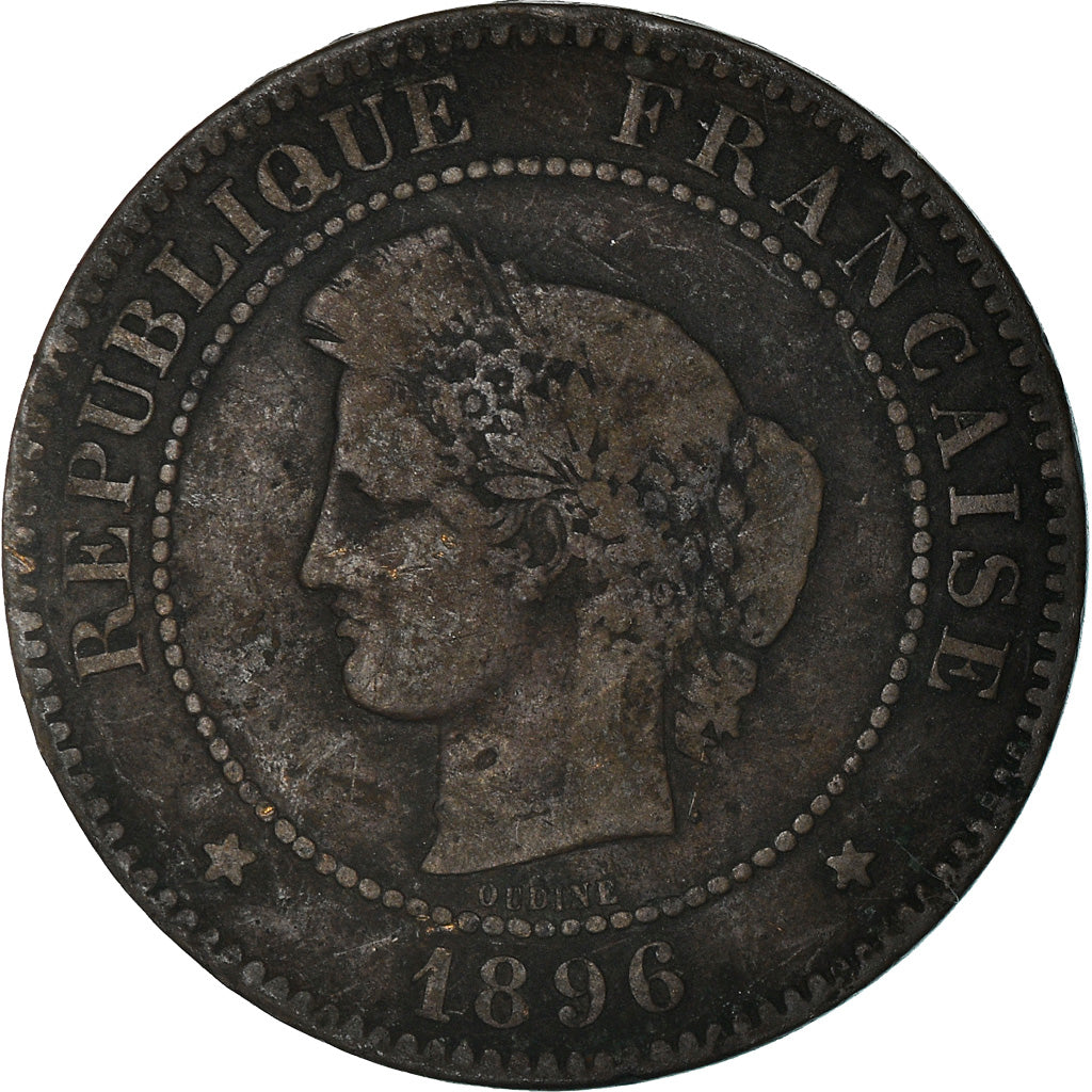 Moneta, Francia, Cérès, 5 Centimes, 1896, Paris, Torche, B+, Bronzo, KM:821.1