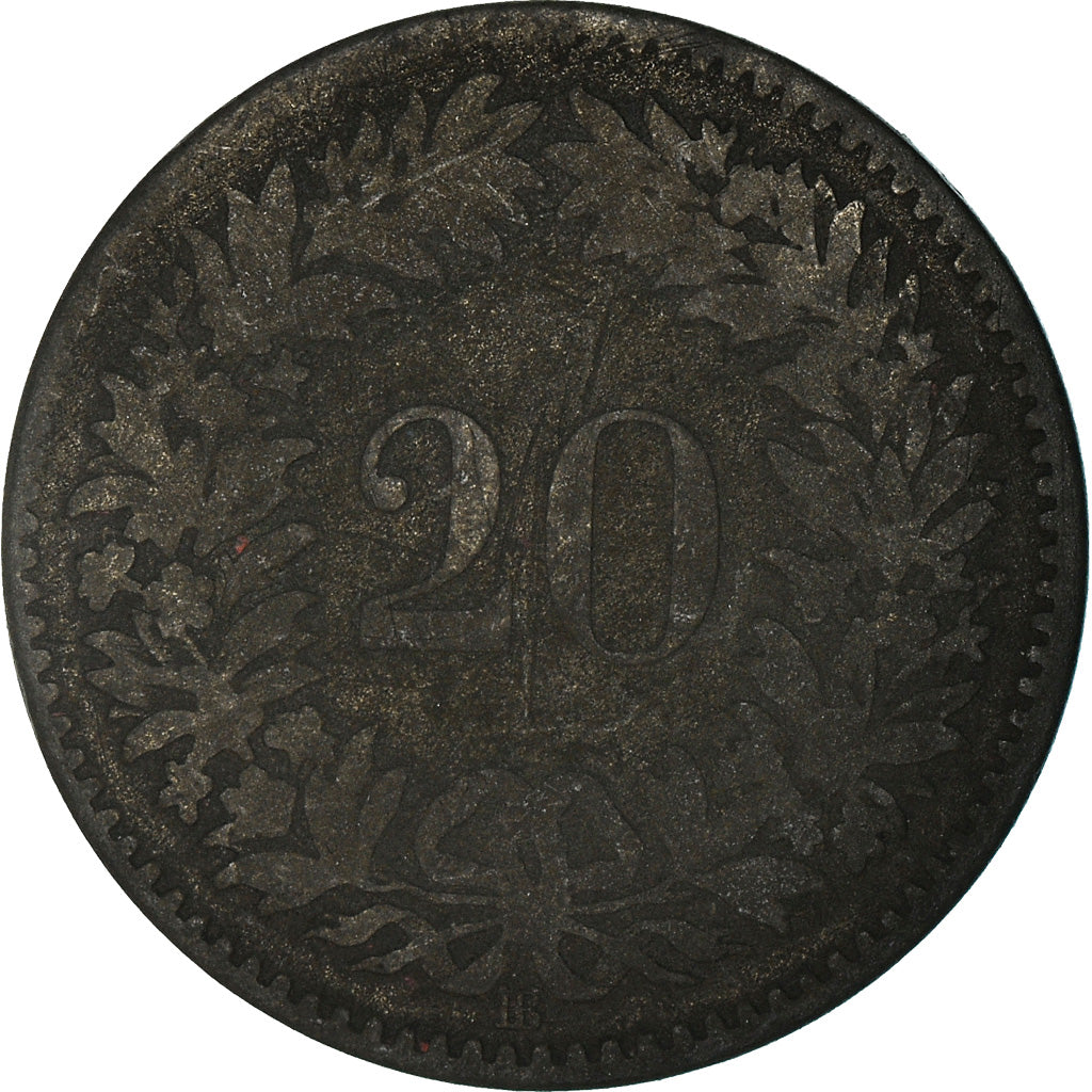Moneta, Svizzera, 20 Rappen, 1850, Strasbourg, MB, Biglione, KM:7