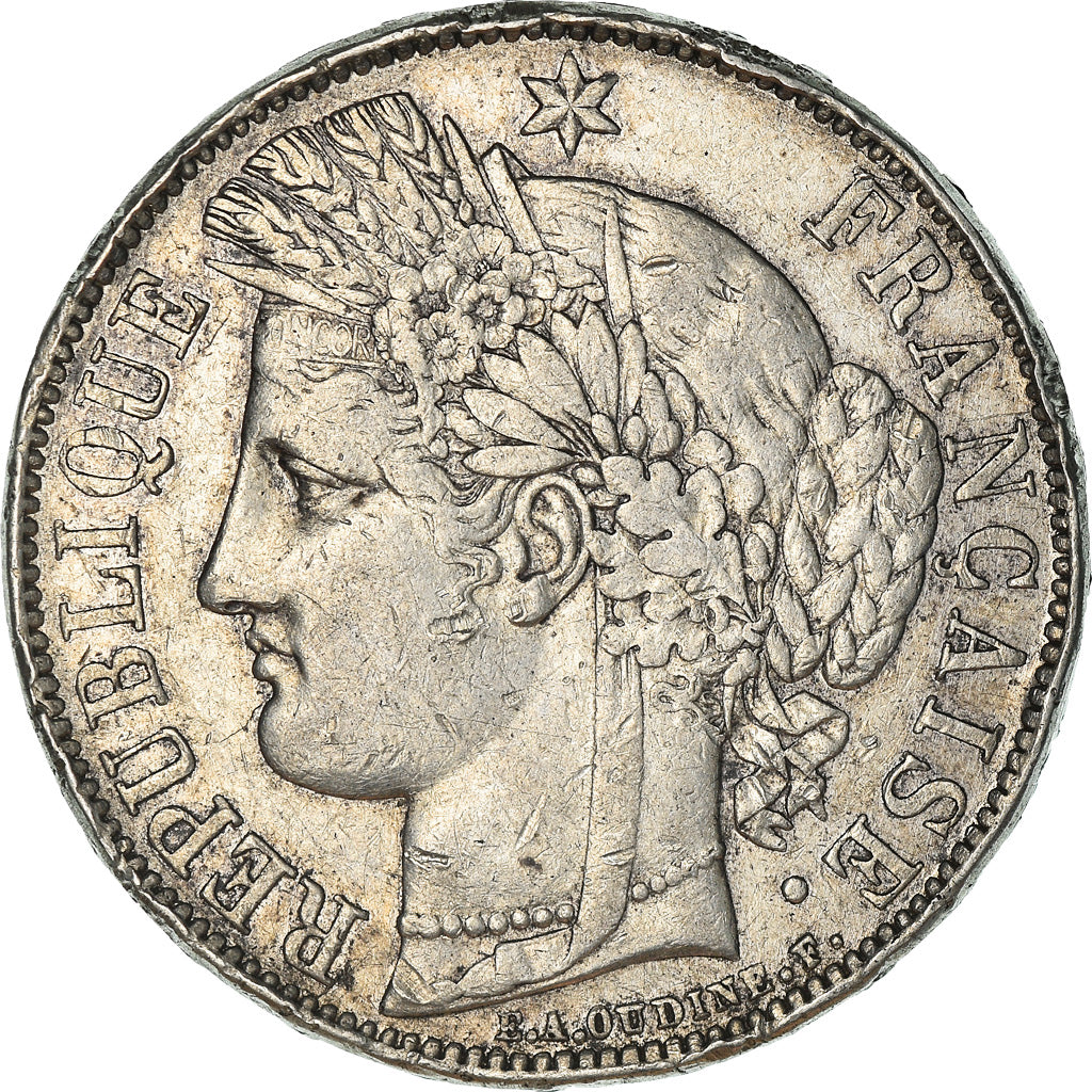 Moneta, Francia, Cérès, 5 Francs, 1870, Paris, MB, Argento, KM:818.1