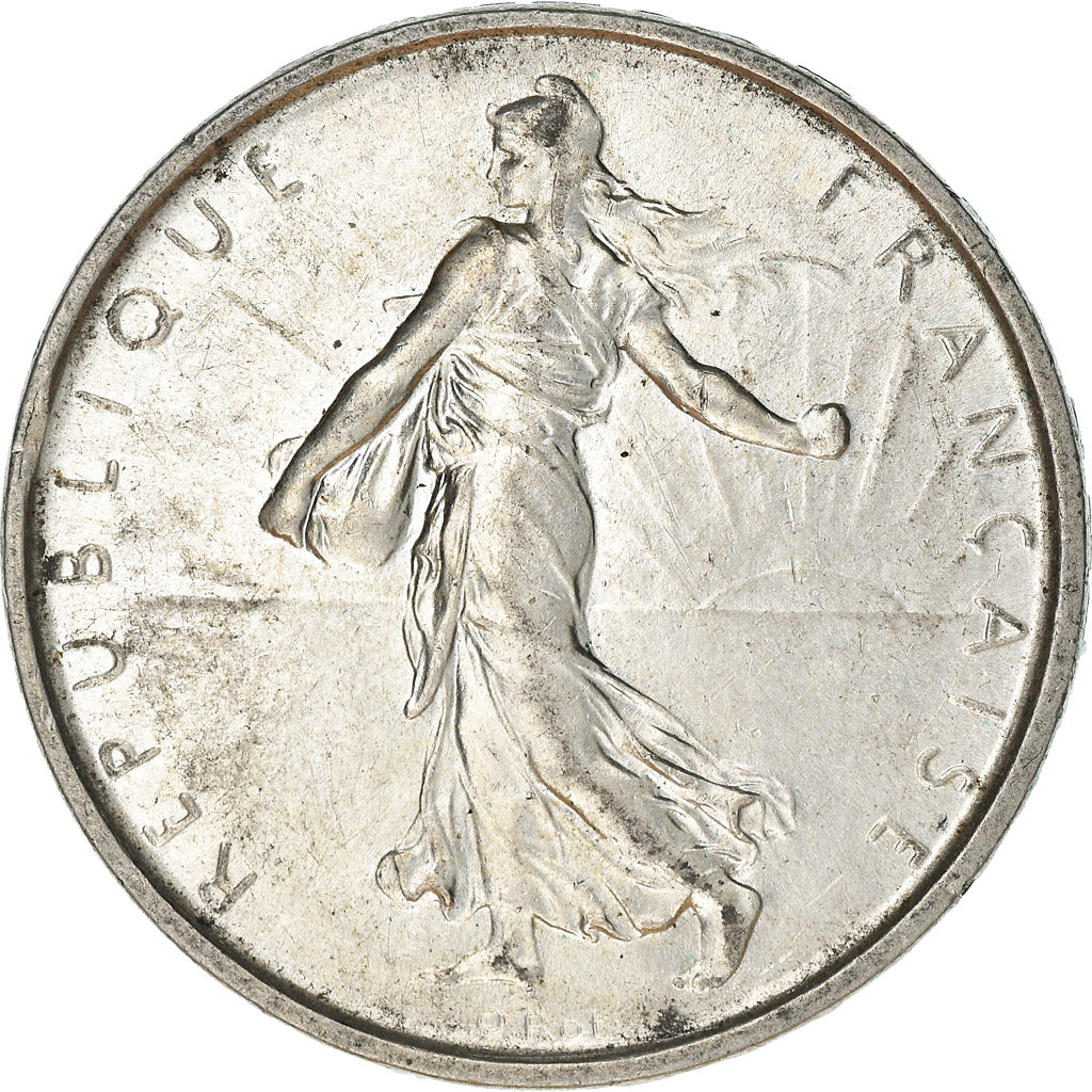 Moeda, França, Semeuse, 5 Francs, 1963, Paris, Fautée, AU(50-53), Prata