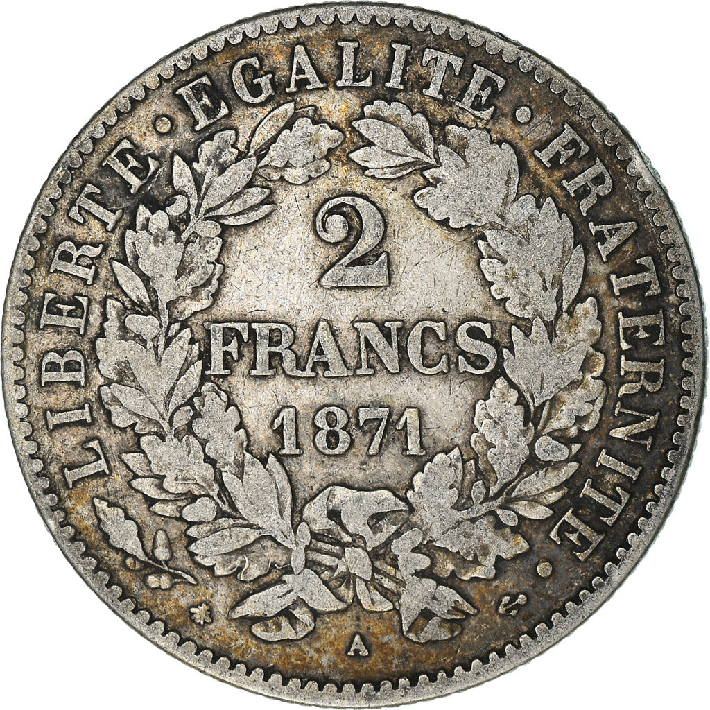 Monnaie, France, Cérès, 2 Francs, 1871, Paris, TB+, Argent, Gadoury:530