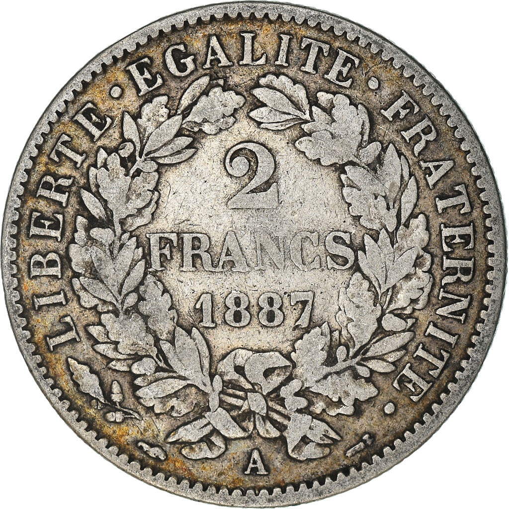 Monnaie, France, Cérès, 2 Francs, 1887, Paris, TB+, Argent, Gadoury:530a