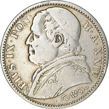 Moneda, Estados italianos, PAPAL STATES, Pius IX, 2 Lire, 1869, Roma, BC+