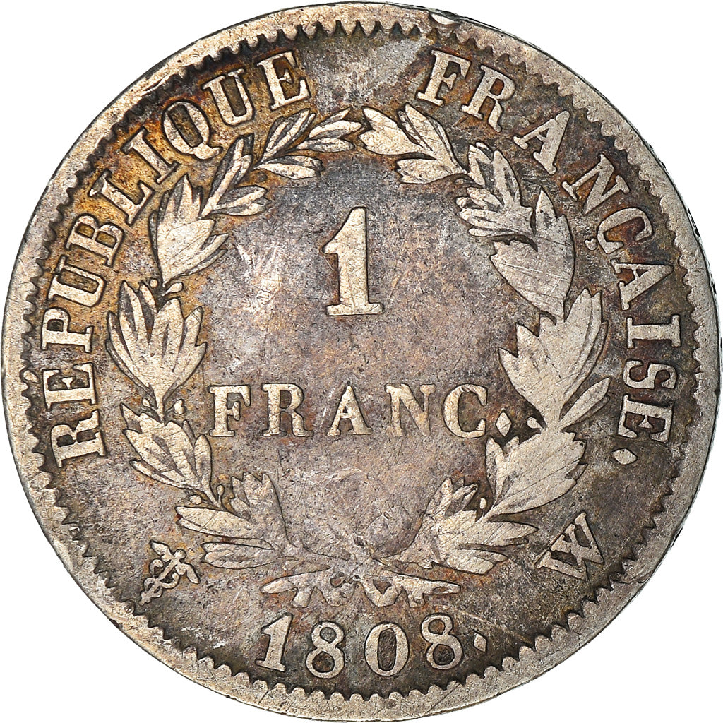 Moneta, Francja, Napoléon I, Franc, 1808, Lille, VF(30-35), Srebro, KM:682.14