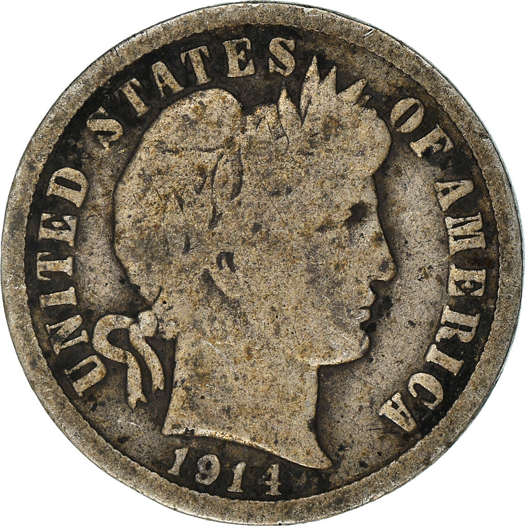 Moeda, Estados Unidos da América, Barber Dime, Dime, 1914, Denver, VF(20-25)