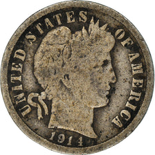 Moeda, Estados Unidos da América, Barber Dime, Dime, 1914, Denver, VF(20-25)