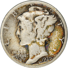 Moneda, Estados Unidos, Mercury Dime, Dime, 1935, U.S. Mint, San Francisco, BC+