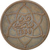 MOROCCO, 2 Mazunas, 1912, bi-Bariz, KM #27, AU(55-58), Bronze, Lecompte #38,...