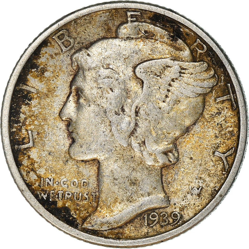 Coin, United States, Mercury Dime, Dime, 1939, U.S. Mint, Philadelphia