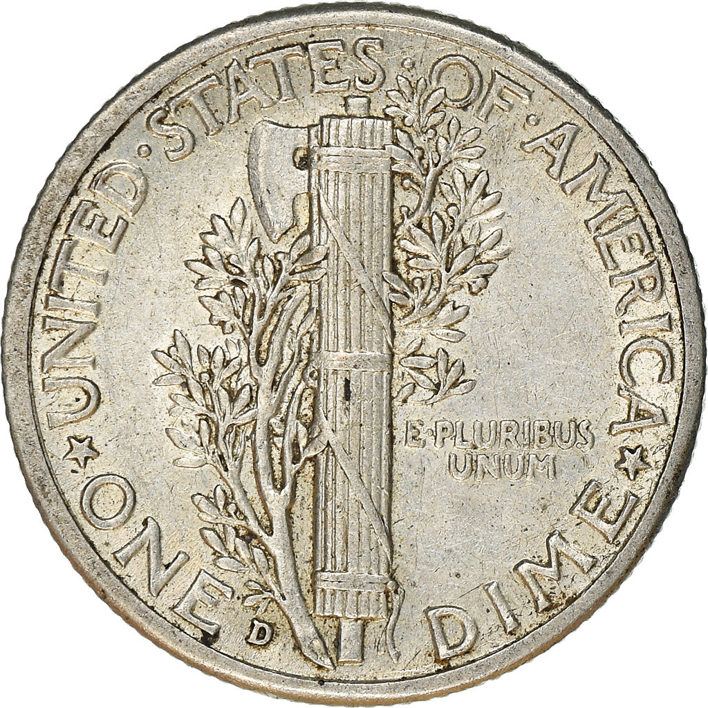 Moneta, Stati Uniti, Mercury Dime, Dime, 1943, U.S. Mint, Denver, BB+, Argento
