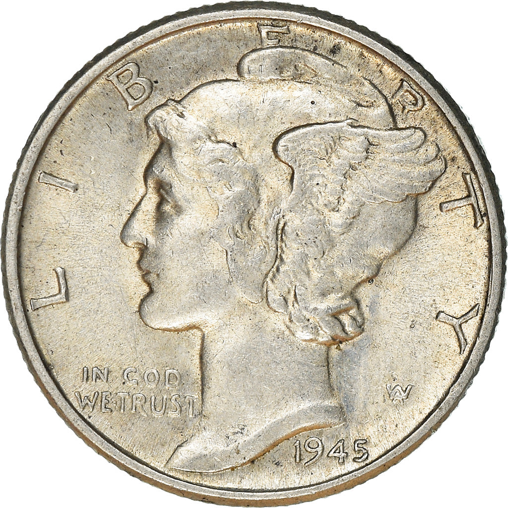 Monnaie, États-Unis, Mercury Dime, Dime, 1945, U.S. Mint, Philadelphie, SUP
